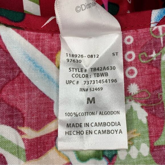 Disney NWT Tinker Bell Christmas Scrub Top Short Sleeves Red and Green … - Picture 8 of 9